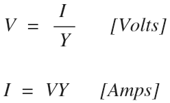 Ohm's law can be re-written using admittance to solve for voltage and current
