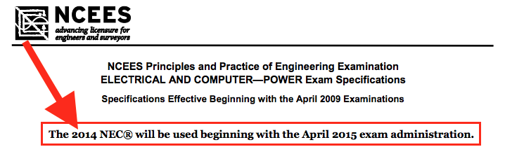 Most up to date version of the National Electrical Code NEC for the power PE Exam