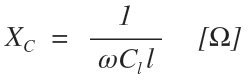 Capacitive reactance is the inverse of angular frequency in radians per second times capacitance