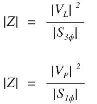 Solving for impedance from three phase line or single phase values