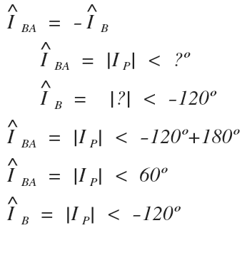 Open delta b phase and line current