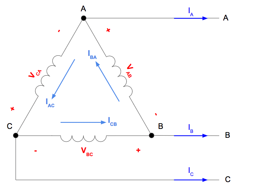 Three Phase delta transformer connection diagram