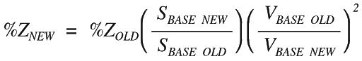 Per unit impedance and percent impedance base change formula power and voltage bases