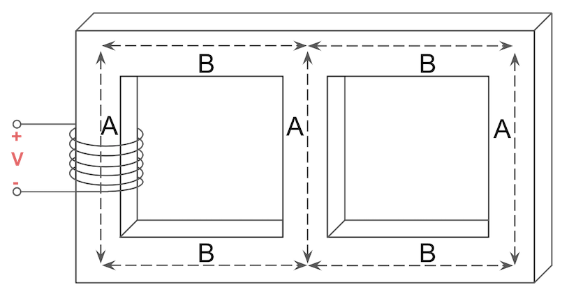 Transformer Magnetic Circuit Series and Parallel Reluctance Practice Problem Electrical Power PE Exam